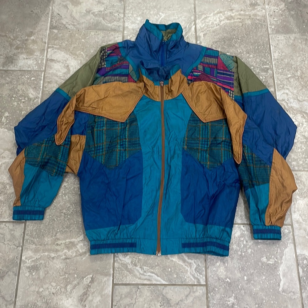 Set of 2 1980s Vintage Active Stuff Zip Up Jacket‎ Windbreaker Size Large